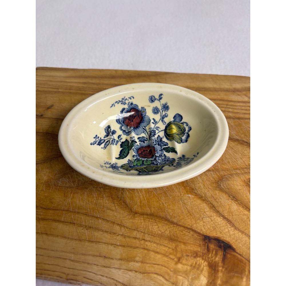 Vintage Charlotte Burleigh England Unisex 5.5" Cream Floral Ironstone Soap Dish